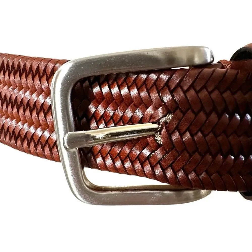 Italian leather Woven Stretch Leather Belt